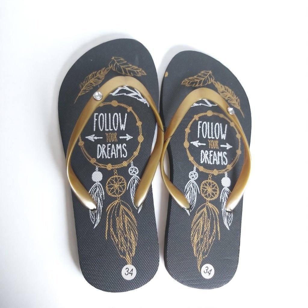 Teenslipper zwart goud met strass steentjes 34, Noekies.com, Schoenen, Nieuw, Info@noekies.com