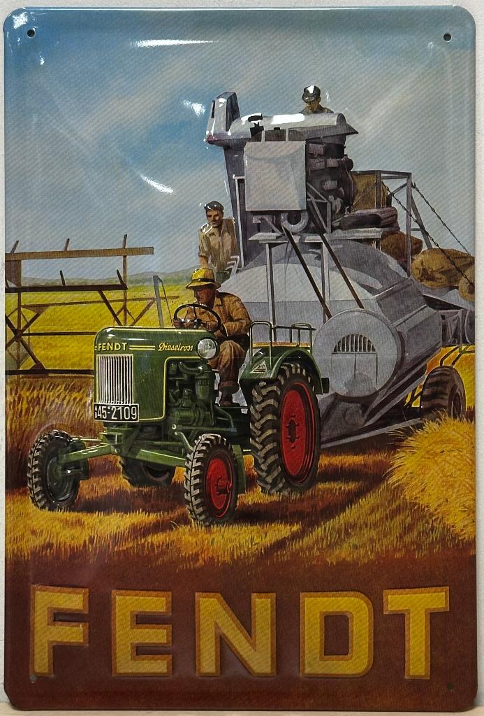 Fendt Tractor Dorsmachine relief reclamebord van metaal deco, Reclamebord, Info@deconoord.nl, Deco Noord, Nieuw