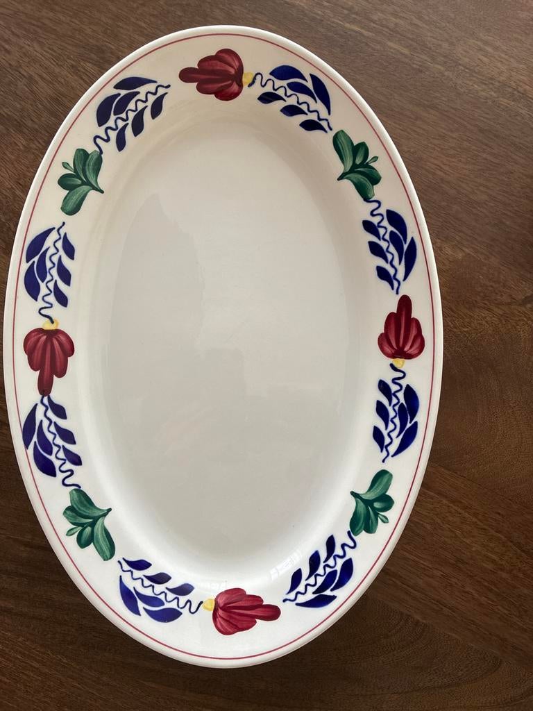 Ovale schaal met boerenbond decor nieuw ongebruikt, Gebruikt, Keramiek, Ophalen of Verzenden, Schaal of Schalen