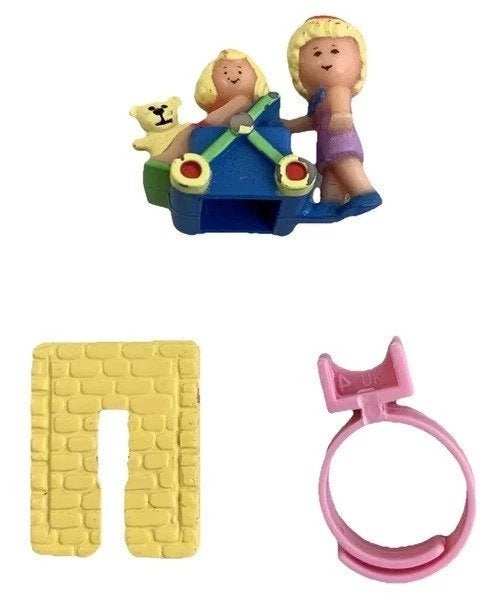 Polly Pocket Kinderwagen En Baby Ring Vintage Bluebird 1990