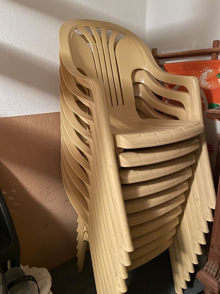Kunststof stoeltjes STAPELBAAR, Tuin en Terras, Tuinstoelen, Ophalen, Gebruikt, Kunststof, Stapelbaar