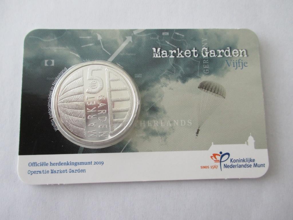 Coincard het Market Garden vijfje 2019, Ophalen of Verzenden, Koningin Beatrix, Euro's, Setje