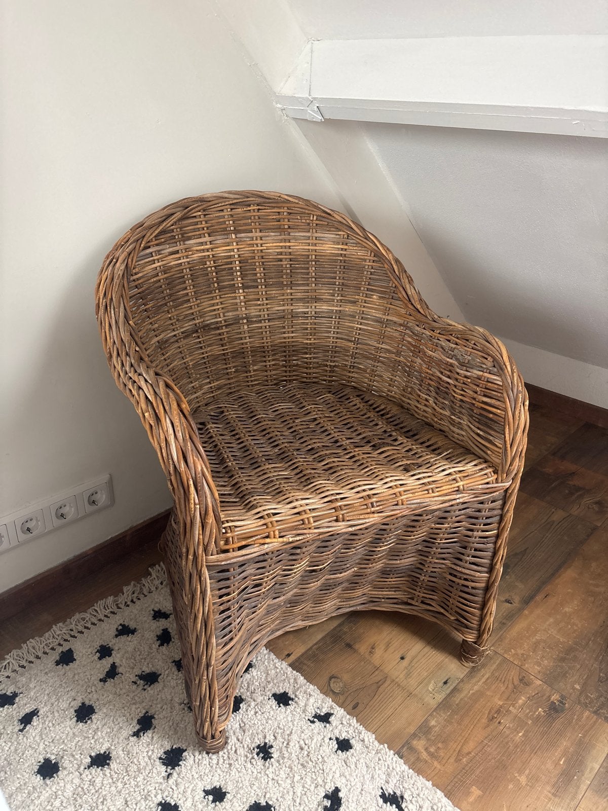 Comfortabele rotan stoel, Ophalen, Gebruikt, Bruin, Riet of Rotan