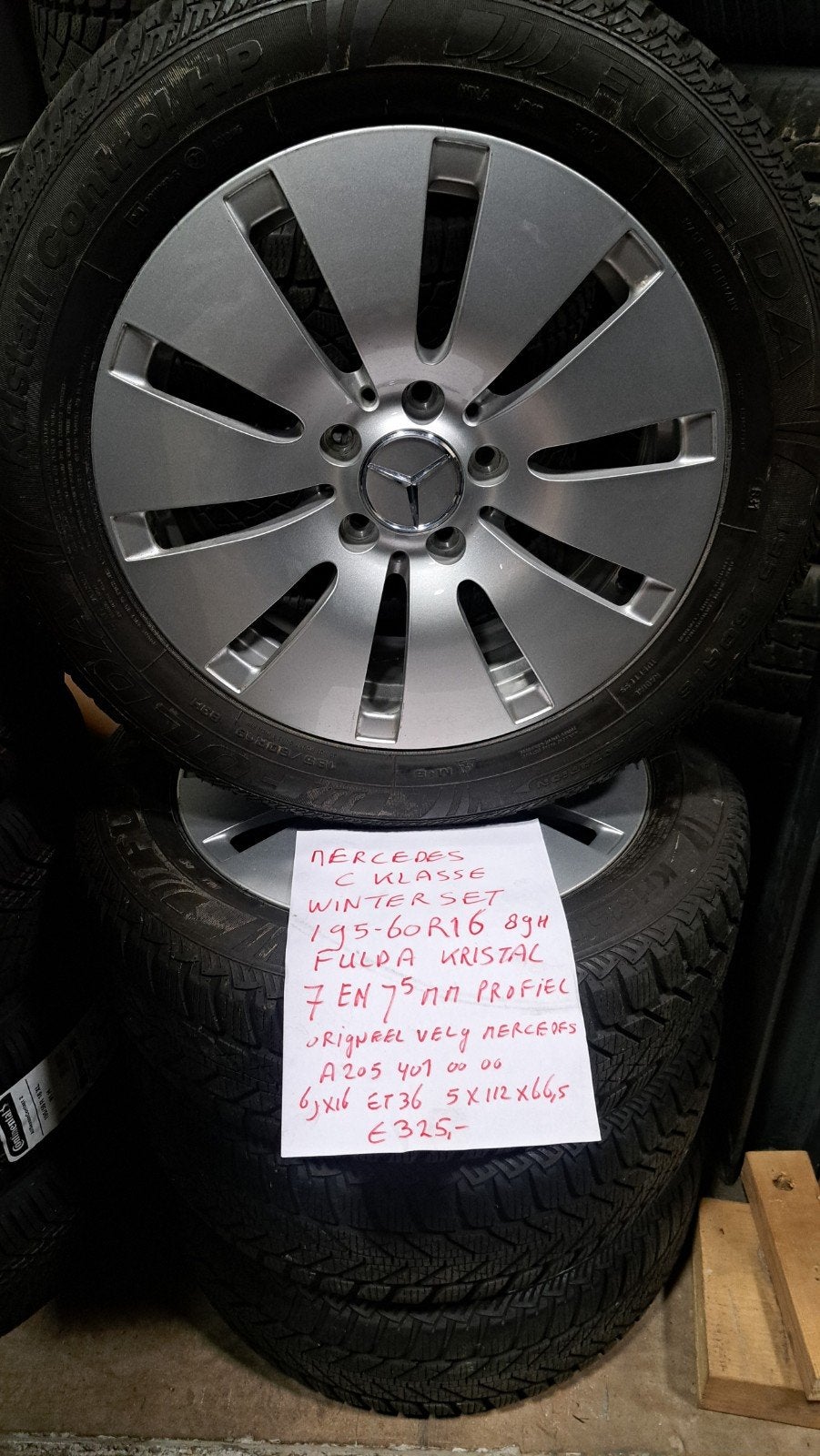 Mercedes  wielen origineel 16 inch C klasse winterset 195/60, Auto-onderdelen, Ophalen, Gebruikt, 16 inch, Banden en Velgen