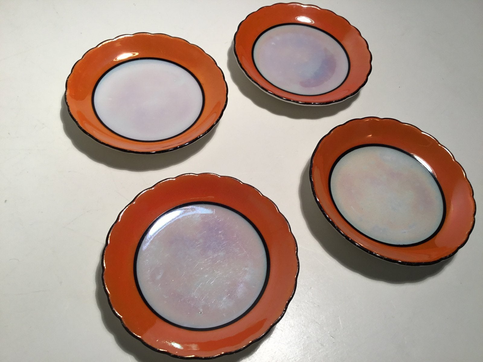 4 Antieke Petit four schoteltjes ( in Hilversum ), Antiek en Kunst, Ophalen of Verzenden