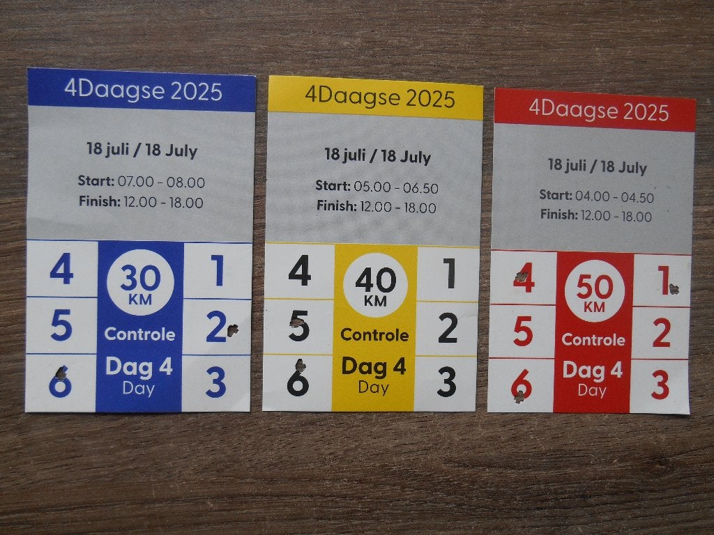 Vierdaagse controlekaart 30 - 40 en 50 km van 2025, Sport en Fitness, Bergsport en Wandelen, Gebruikt, Overige typen, Ophalen of Verzenden