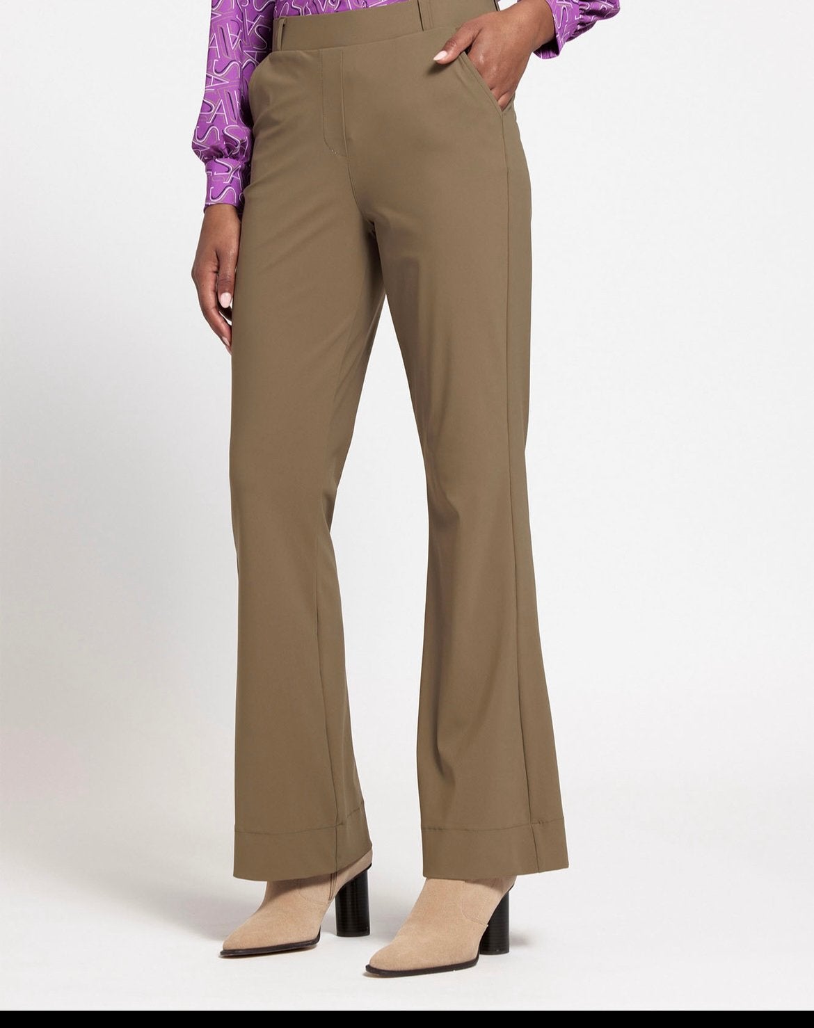 Studio Anneloes flared trousers earth bonded travelstof mt L, Kleding | Dames, Broeken en Pantalons, Maat 42/44 (L), Ophalen of Verzenden