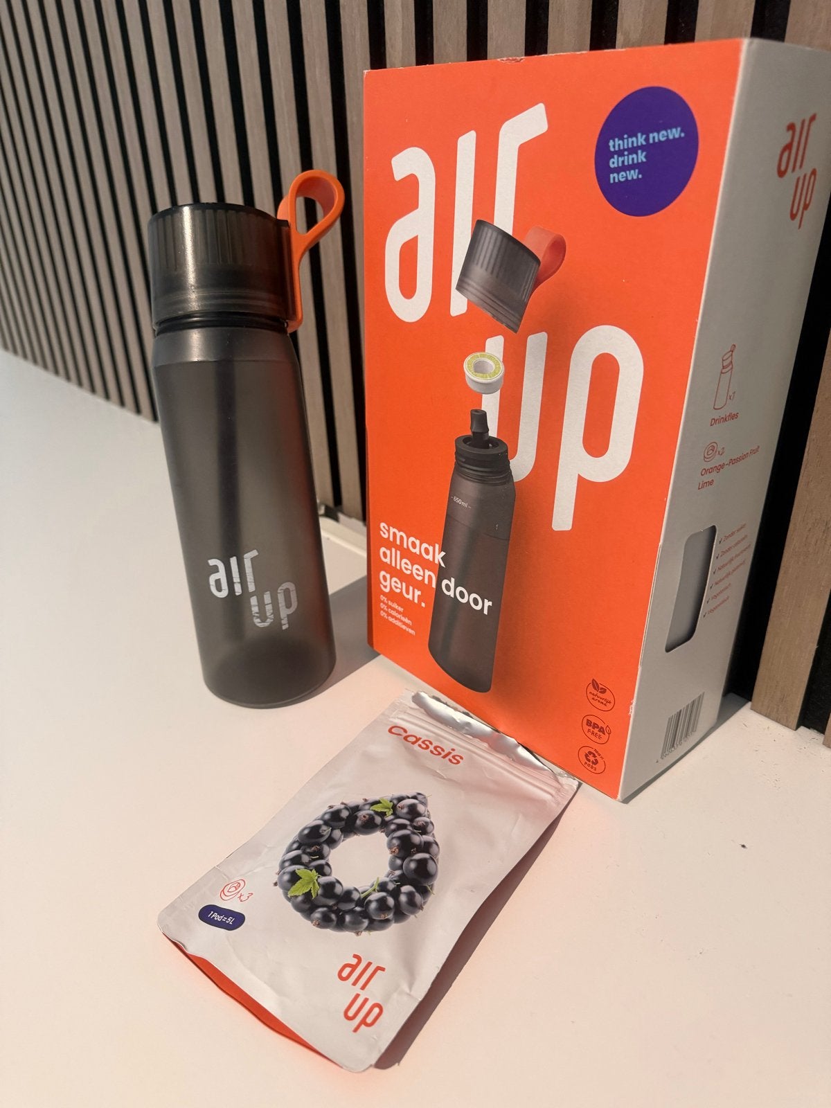 Air up fles met doos en 2 nieuwe pods, Overige typen, Kunststof, Ophalen of Verzenden, Zo goed als nieuw