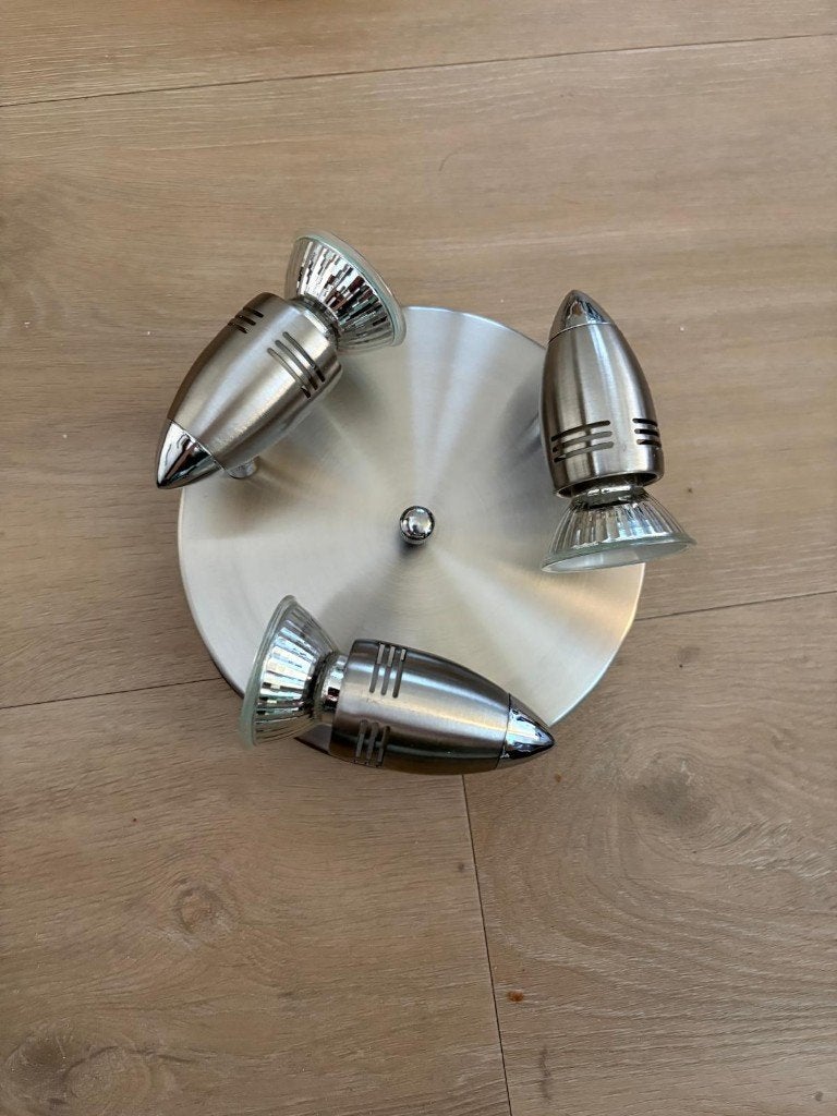 Elegante Plafondspot met 3 Verstelbare Spots - Metaal, Halogeen, Gebruikt, Geschikt voor plafondmontage, GU10