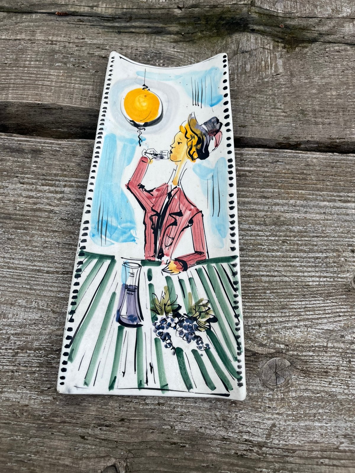 Retro wandbord Italy vrouw glas drinken jaren 60 vintage, Ophalen of Verzenden, Huis en Inrichting