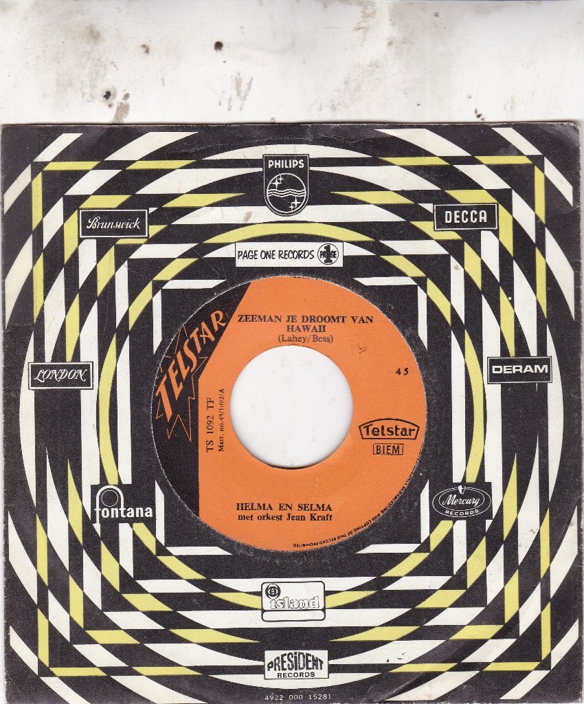 Helma en Selma ( 1964 )  Telstar 1092, Ophalen of Verzenden, Zo goed als nieuw, 7 inch, Levenslied of Smartlap