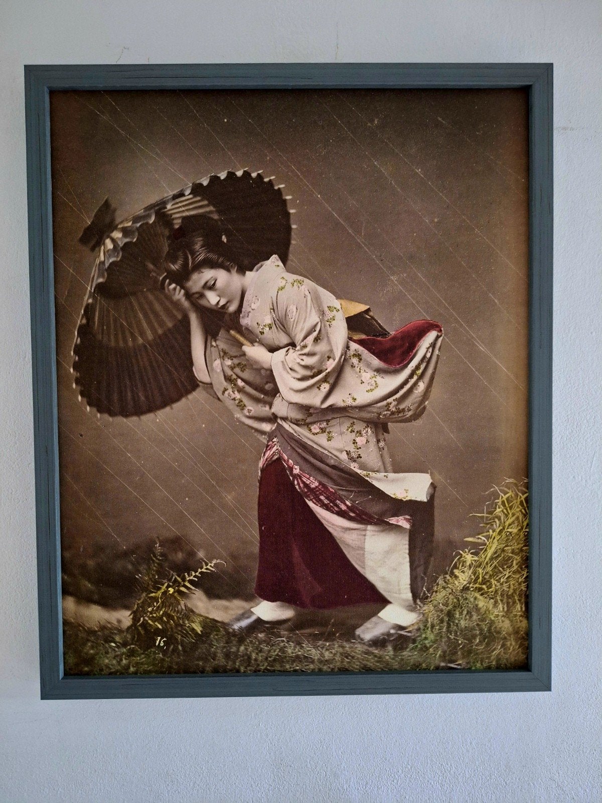 Geisha in de regen schilderij, Antiek en Kunst, Ophalen