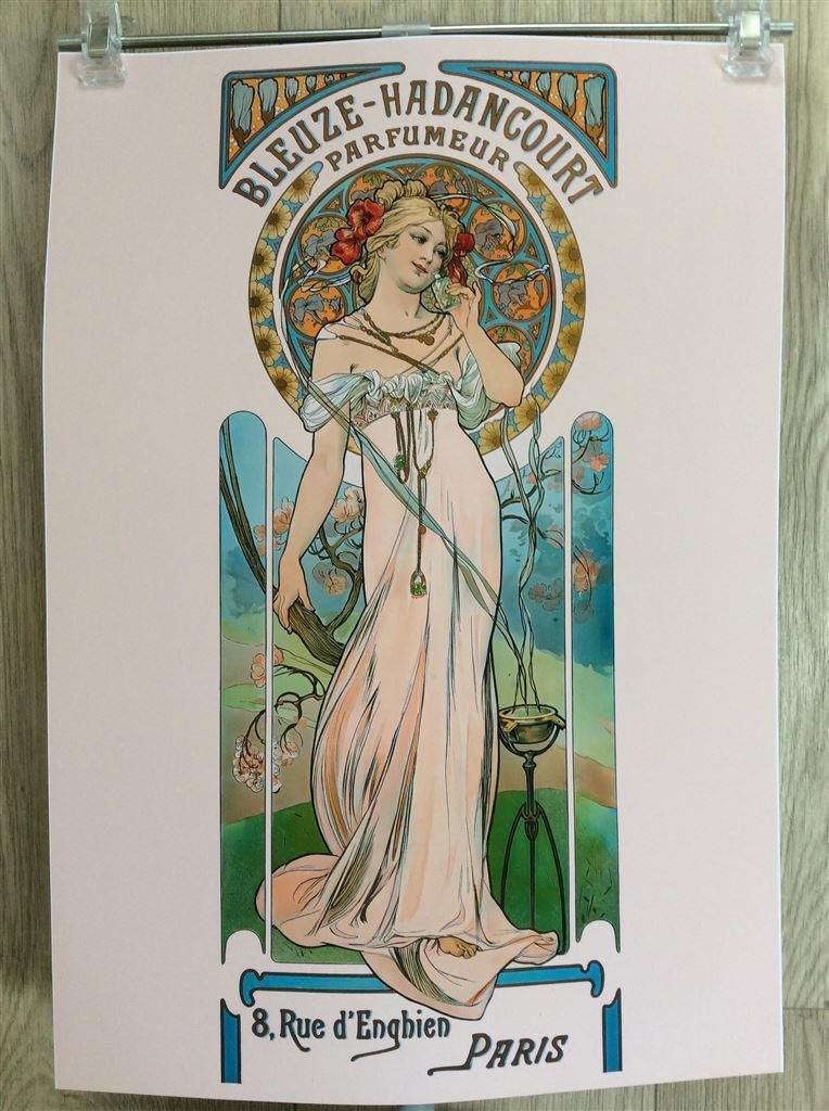 ALPHONSE MUCHA Bleuze-Hadancourt Parfum Deco Poster Print, Verzenden