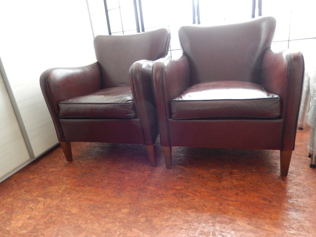 Set van 2 schapenleren fauteuils (evt. ook per stuk te koop), Huis en Inrichting, Fauteuils, Ophalen, Gebruikt, Minder dan 75 cm
