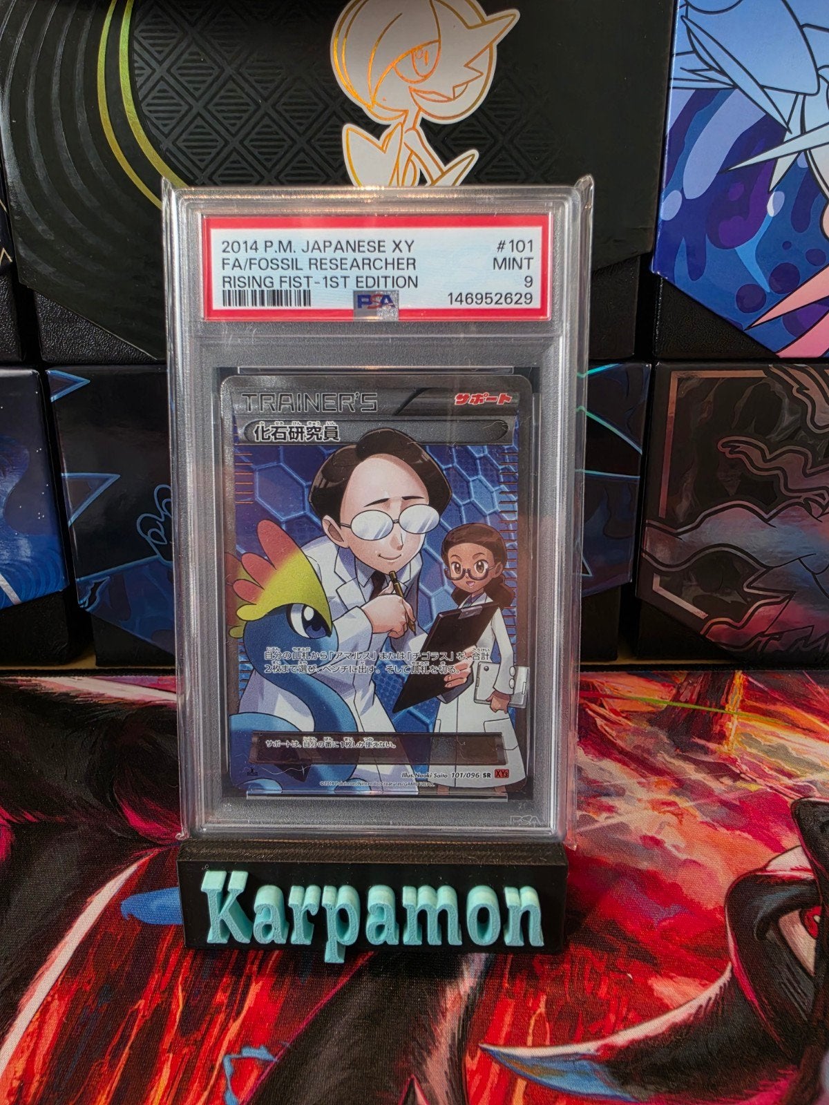 PSA 9 MINT 2014 Japan XY Fossil Researcher 1st Edition, Ophalen of Verzenden