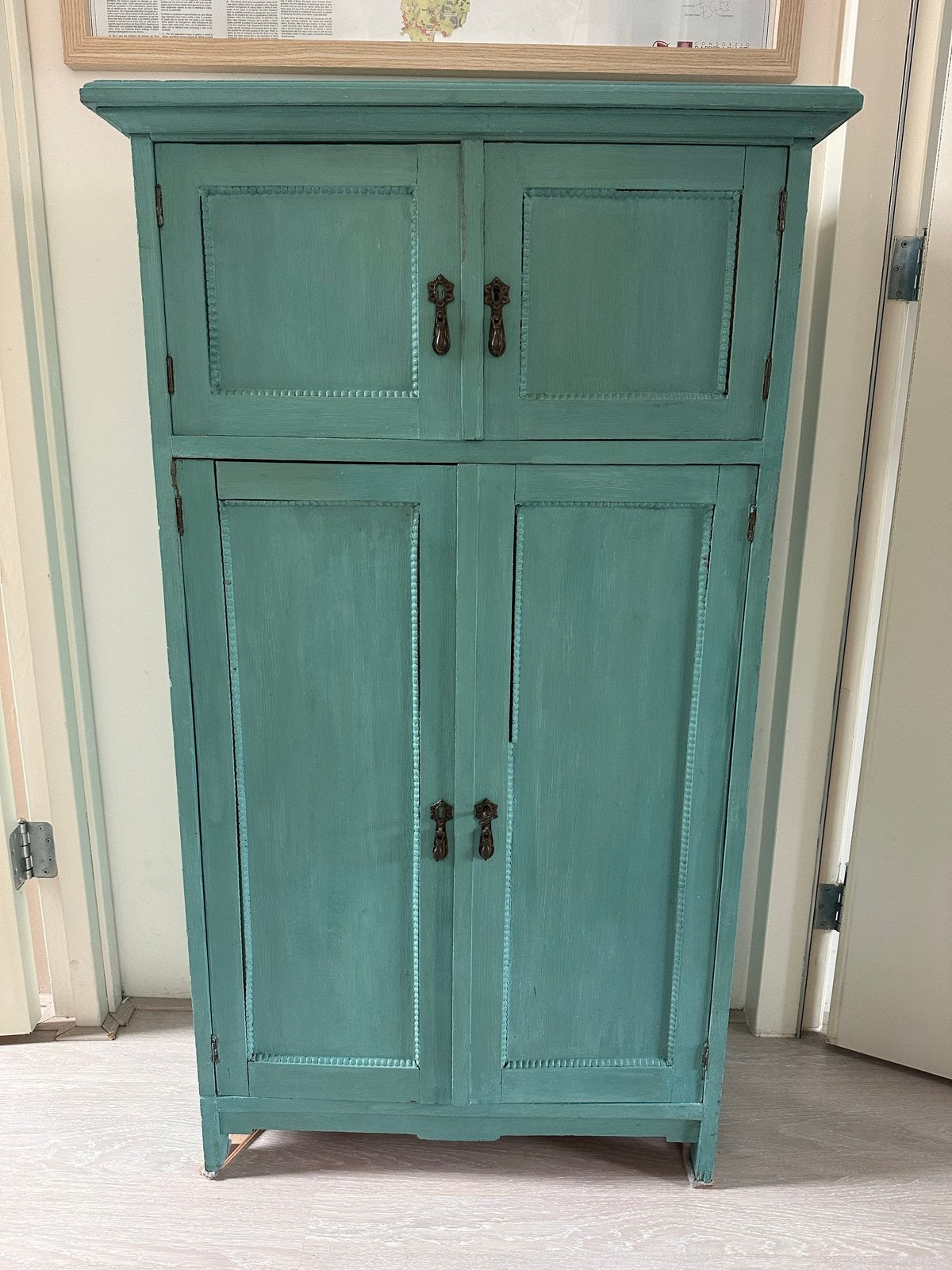 Vintage Groene Kast - Handgeschilderd en Uniek, Ophalen of Verzenden, Gebruikt