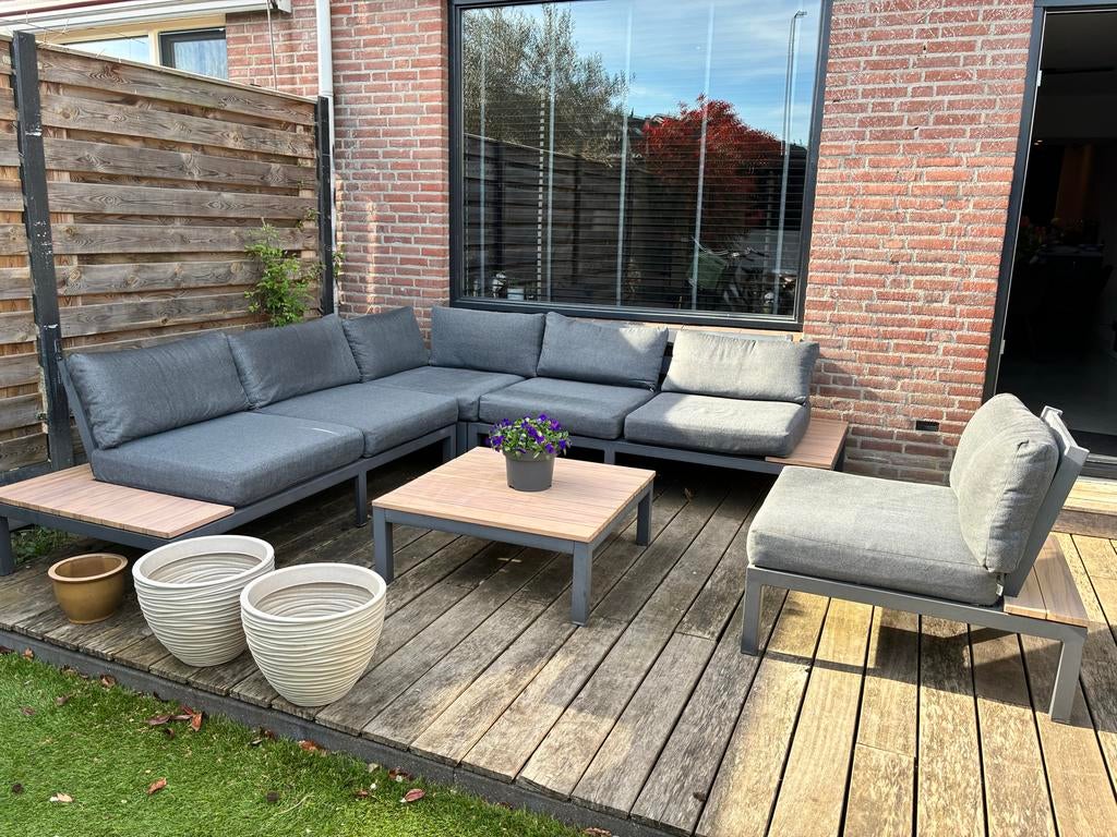 Loungeset Garden Impressions - Hoekbank met tafel en stoel, Tuin en Terras, Tuinsets en Loungesets, Ophalen, Gebruikt, 6 zitplaatsen
