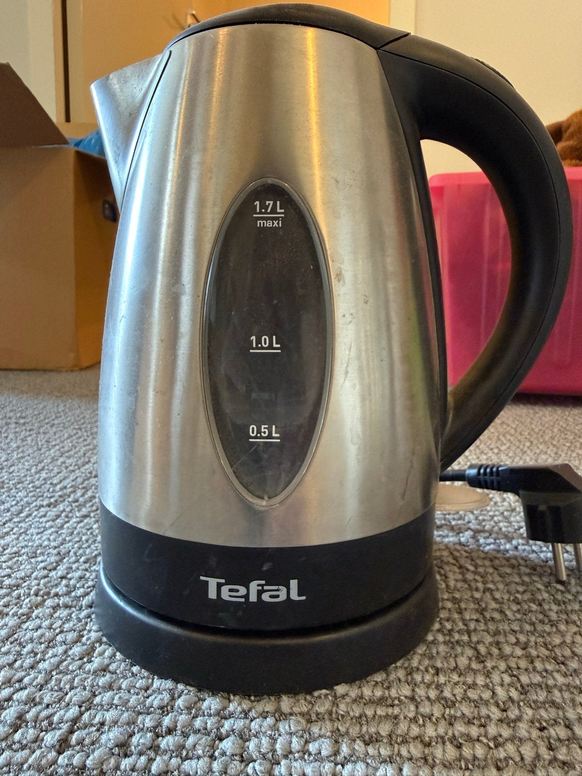 Tefal waterkoker 1.7L - RVS, 1 tot 2 liter, Ophalen of Verzenden, Gebruikt, Rvs
