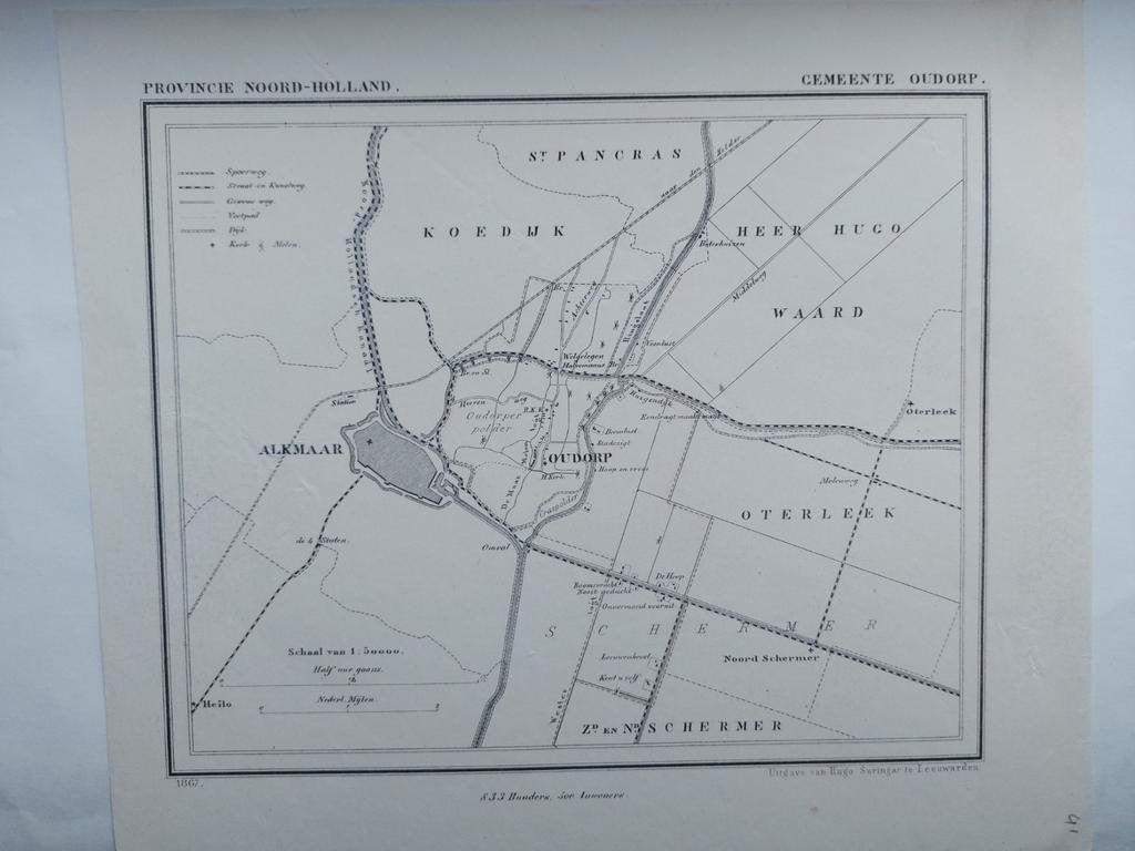 41 / Oudorp Alkmaar Schermer Heer Hugo Waard J. Kuyper 1867, Ophalen of Verzenden