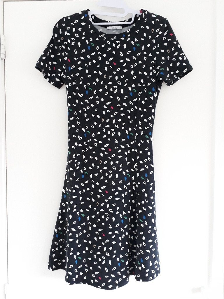 Jurk zwart met kleuren merk EDC maat S / 36 dame / meisje, Zwart, Ophalen of Verzenden, Maat 36 (S), Boven de knie