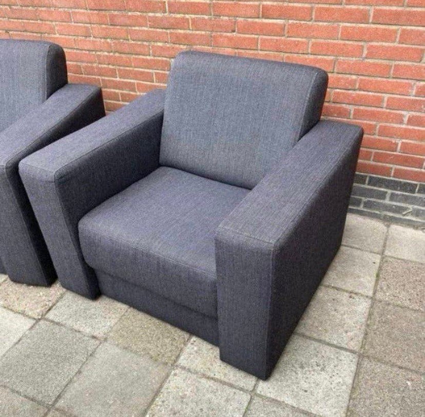 Twee antracietkleurige fauteuils, Ophalen, Zo goed als nieuw, Stof