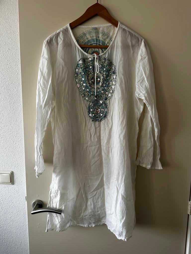 Witte Ibiza stijl blouse met borduursels, Kleding | Dames, Blouses en Tunieken, Ophalen of Verzenden, Gedragen, Maat 42/44 (L)