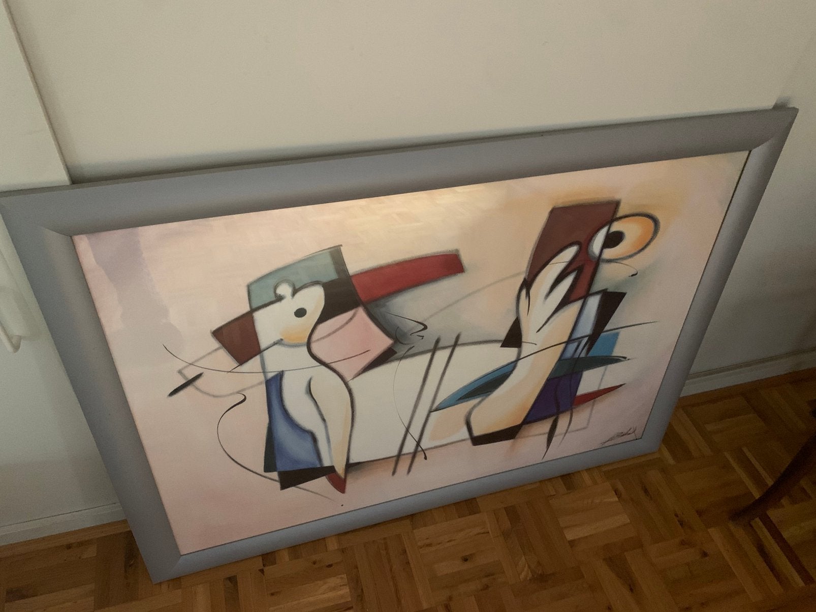 Modern abstract schilderij inclusief lijst 110x80 cm, Ophalen, Abstract, Ingelijst, Overige materialen
