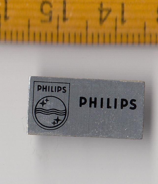 Philips Radio logo embleem schildje blik rechthoek, Antiek en Kunst, Antiek | Tv's en Audio, Ophalen of Verzenden