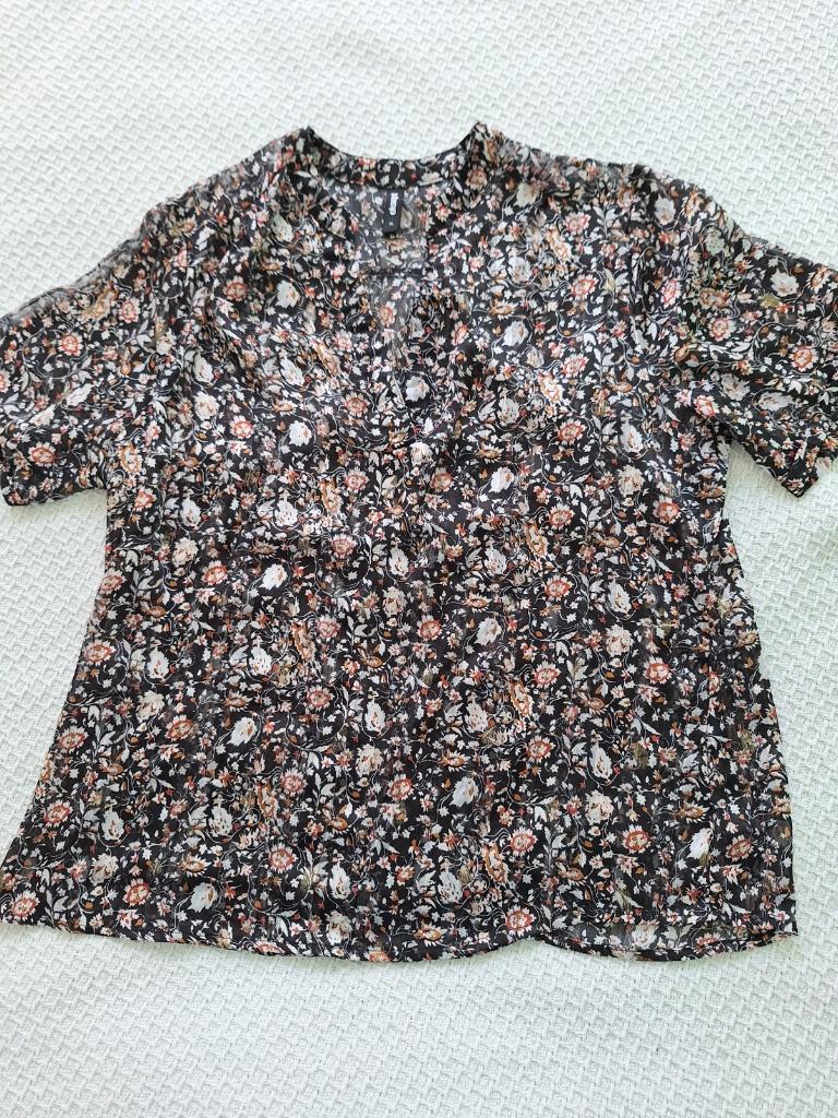 Blousje met print en goud werkje mt.xl zgan, Kleding | Dames, Blouses en Tunieken, Zwart, Maat 46/48 (XL) of groter, Ophalen of Verzenden