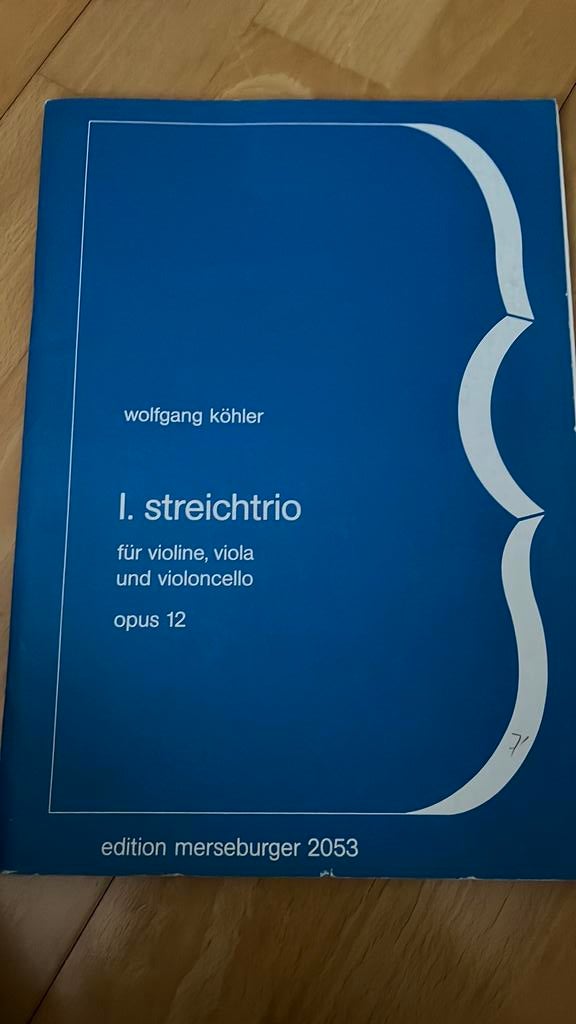 Wolfgang Köhler  1. Streichtrio, Klassiek, Les of Cursus, Ophalen of Verzenden, Zo goed als nieuw