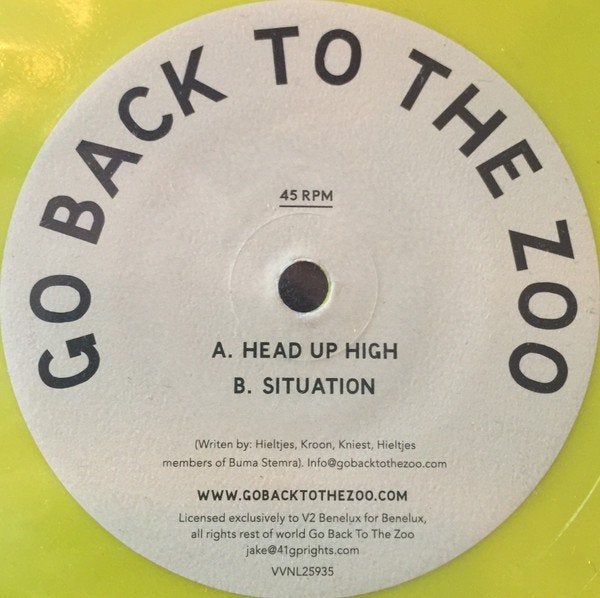 go back to the zoo/head up high-alt/indie/punk-geel vinyl, Colored vinyl, Verzenden, 7 inch, Zo goed als nieuw