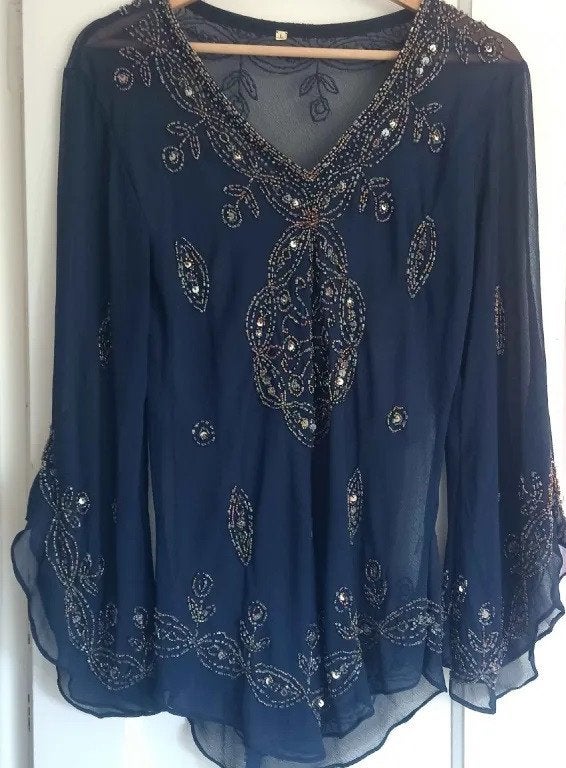 tuniek, maat L, Kleding | Dames, Blouses en Tunieken, Ophalen, Gedragen, Maat 38/40 (M), Blauw