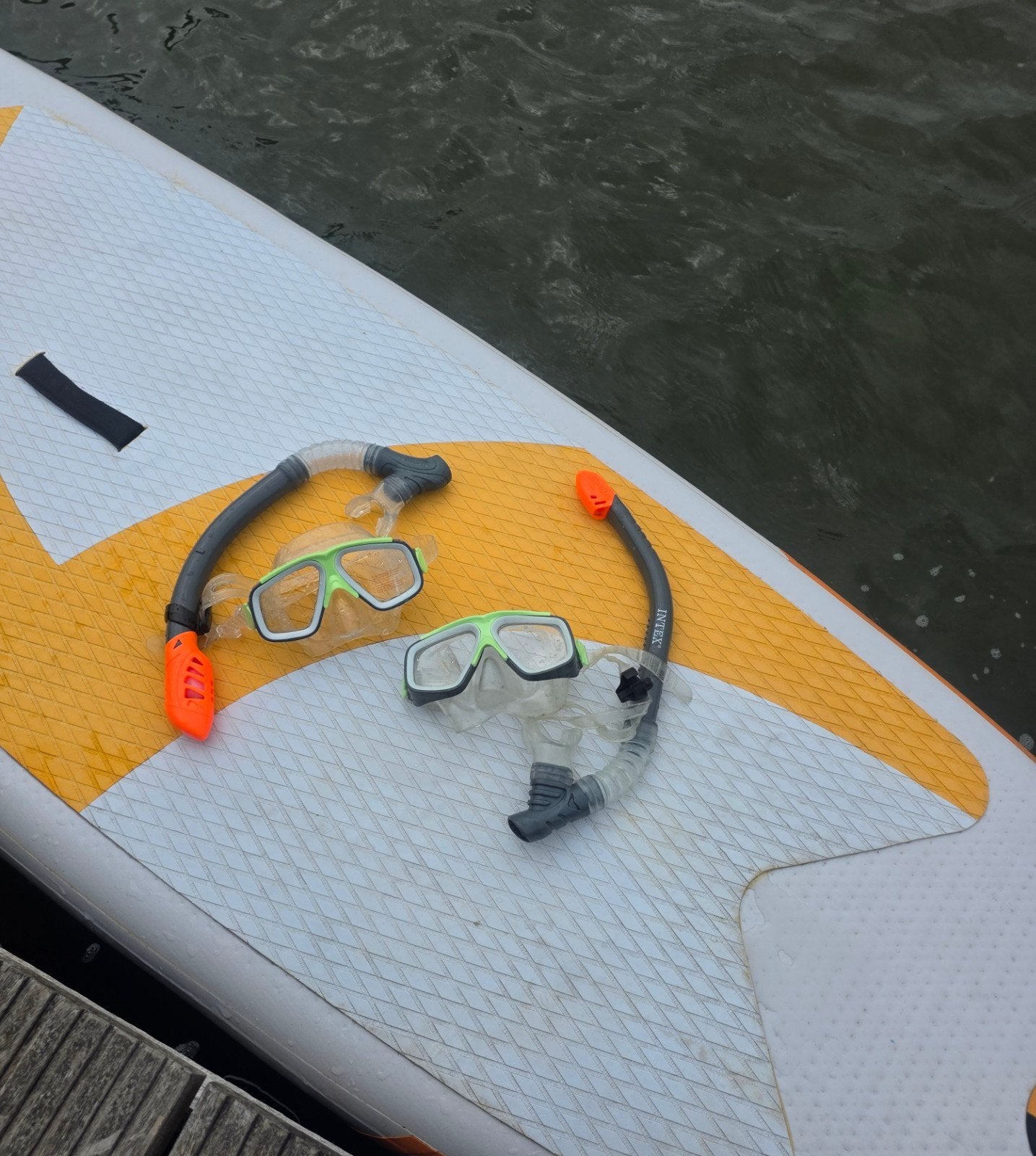 2x Snorkelset voor kinderen - Groen/Oranje, Watersport en Boten, Ophalen of Verzenden, Gebruikt, Snorkelset