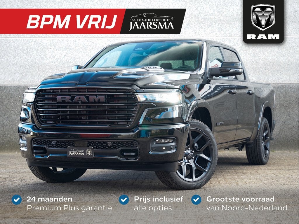 Dodge Ram 1500 Laramie Night SST Hurricane 426pk |BPM vrij!, Auto's, Automaat, 2993 cc, Zwart, Leder