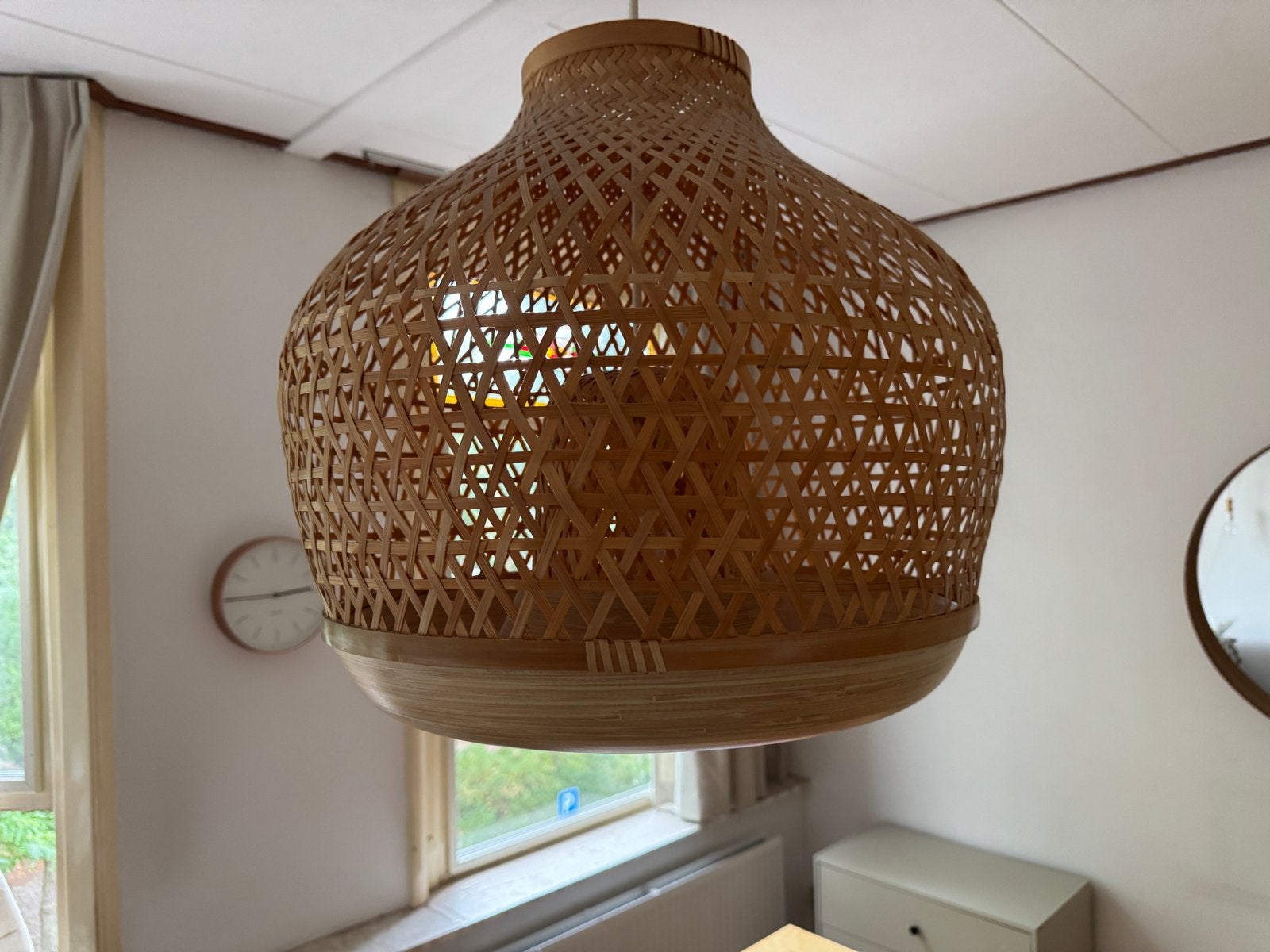 Rotan Ikea hanglamp - Natuurlijke uitstraling, Ophalen, Zo goed als nieuw, Natuurlijk materiaal