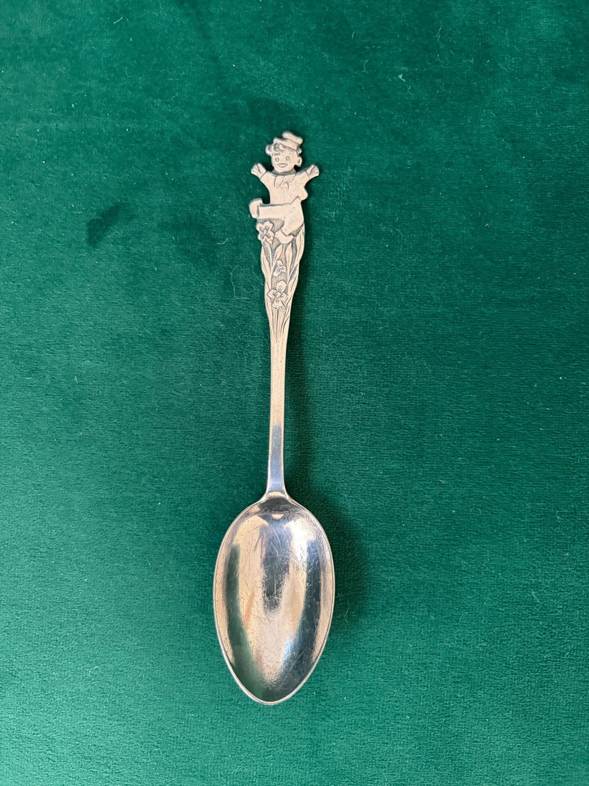 Verzilverde kinderlepel met jongetje, ca. 1970, Ophalen of Verzenden