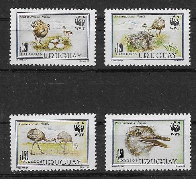 hvdhr WWF/WNF 123 urugay nandoe complete postfrisse serie, Ophalen of Verzenden, Postfris, Dier of Natuur