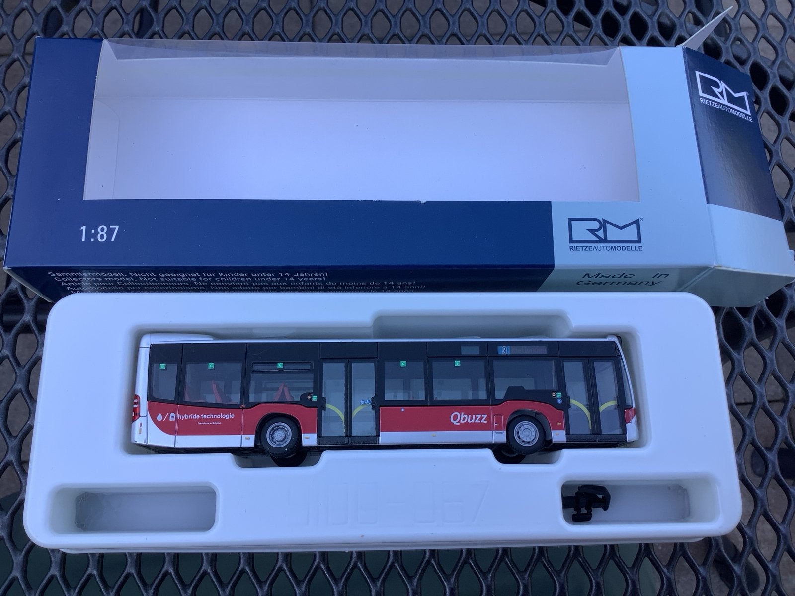 Rietze Stadsbus 1:87 Qbuzz - Hybride Technologie, Hobby en Vrije tijd, Modelauto's | 1:87, Ophalen of Verzenden, Nieuw