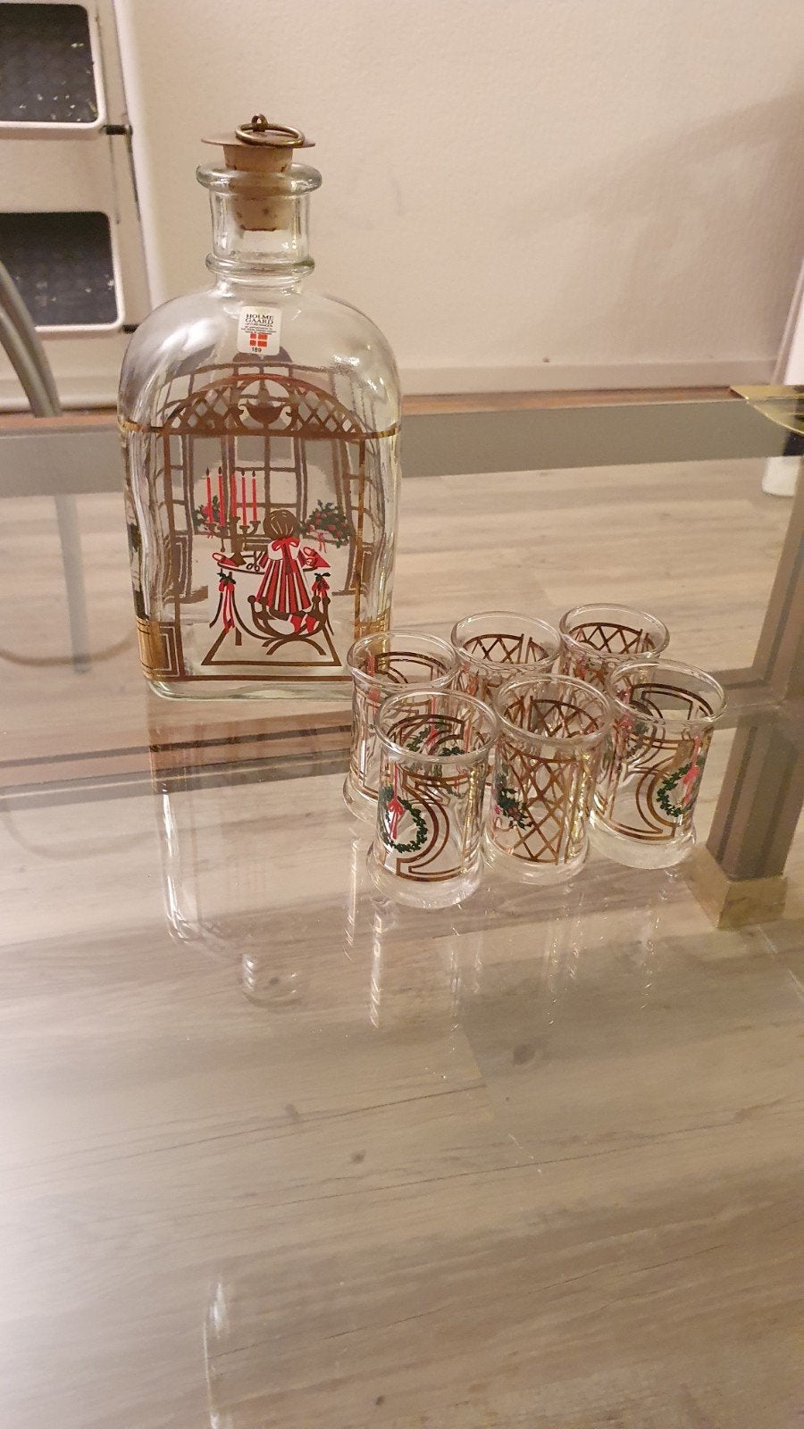 Vintage Holmegaard Kerstset 1986 (Fles + 6 Glaasjes), Ophalen of Verzenden, Nieuw, Minder dan 5 flessen