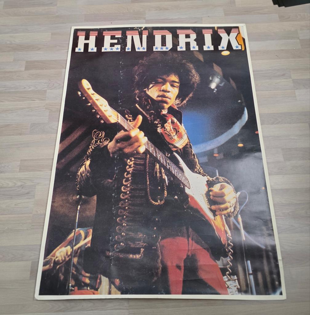 Jimi Hendrix Poster uit 1979 - 150x100 cm - Goede staat, Deurposter of groter, Ophalen of Verzenden, Muziek, Rechthoekig Staand