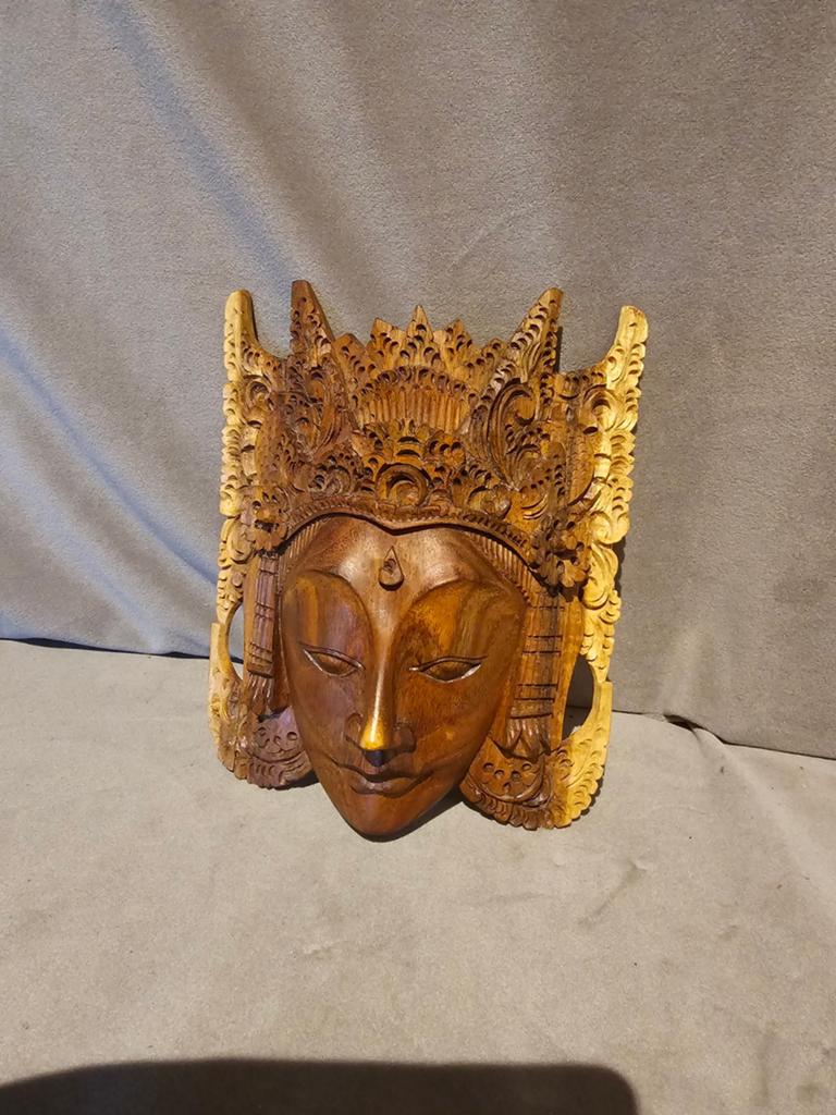 Handgesneden Balinees houten masker, Overige onderwerpen, Handgemaakt, 20 - 50 cm, Hout
