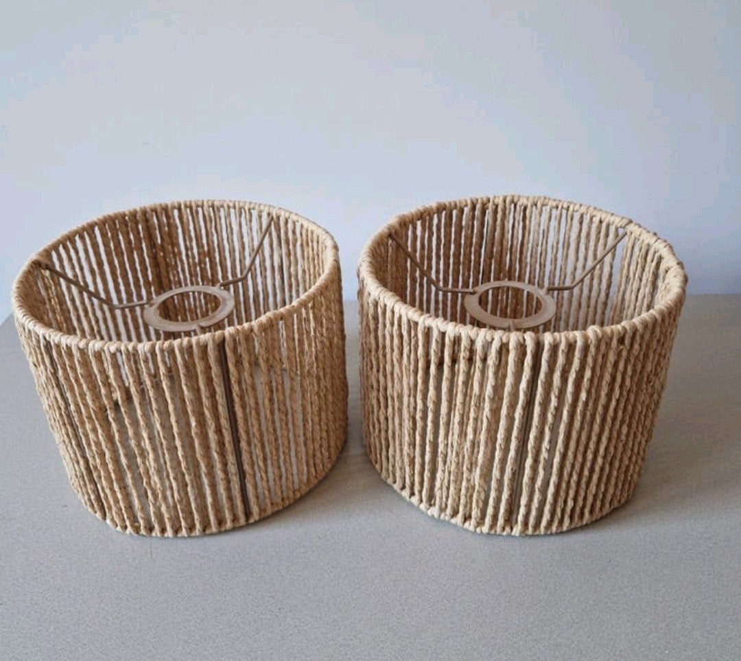 Set van 2 rotan lampenkappen, naturel, Ophalen
