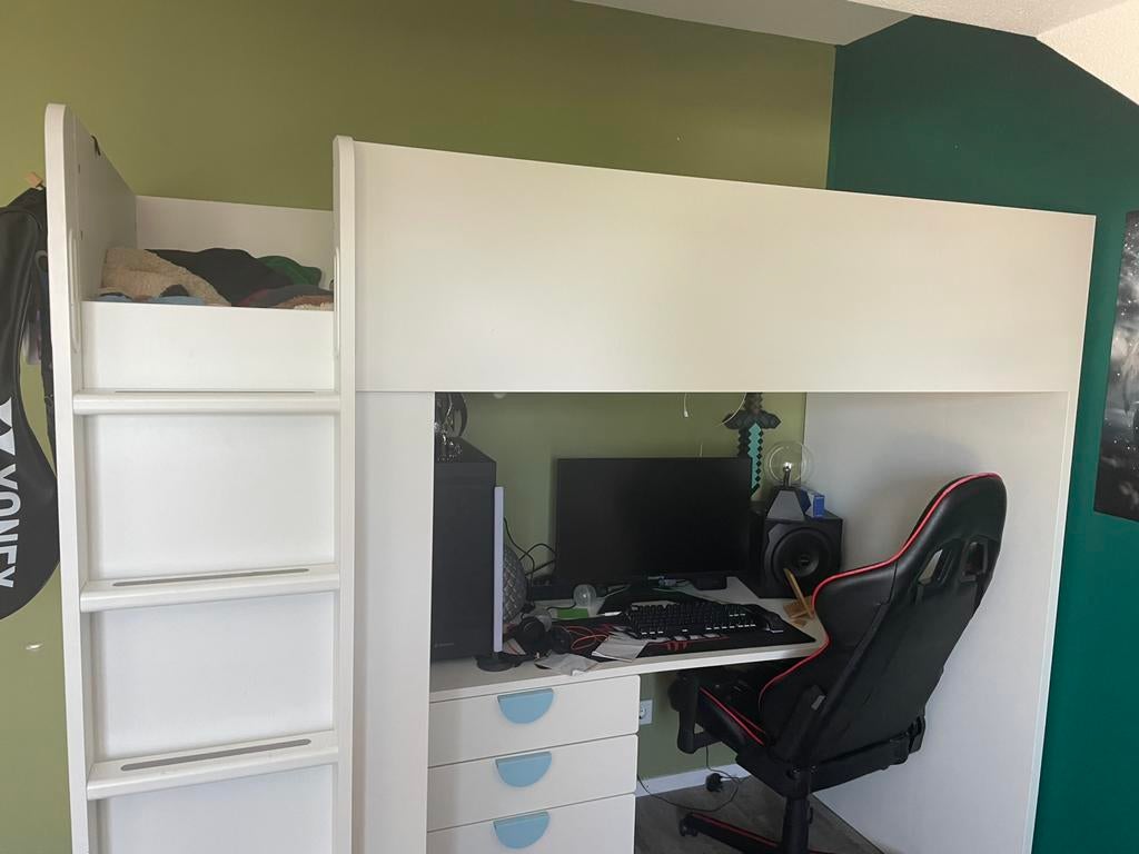 Ikea hoogslaper met kast, Ophalen, Eenpersoons, Zo goed als nieuw, 90 cm