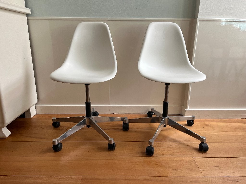 2x Vitra Eames PSCC design bureaustoel wit, Ophalen, Zo goed als nieuw, Wit, Bureaustoel