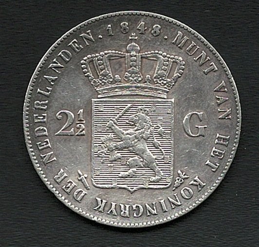 Rijksdaalder Koning Willem ll 1848, Postzegels en Munten, Munten | Nederland, Zilver, Ophalen of Verzenden, Losse munt, 2½ gulden