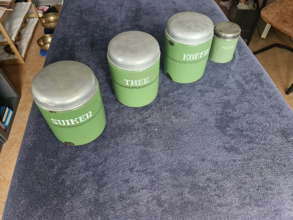 Vintage Emaille Voorraadbussen Set 4-delig, Ophalen of Verzenden