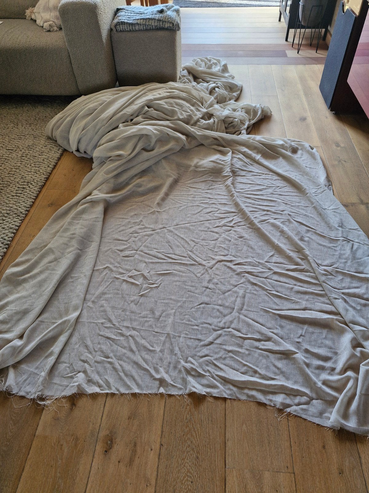 Vitrage stof met looddraad, 20m x 3m + toebehoren, Ophalen of Verzenden