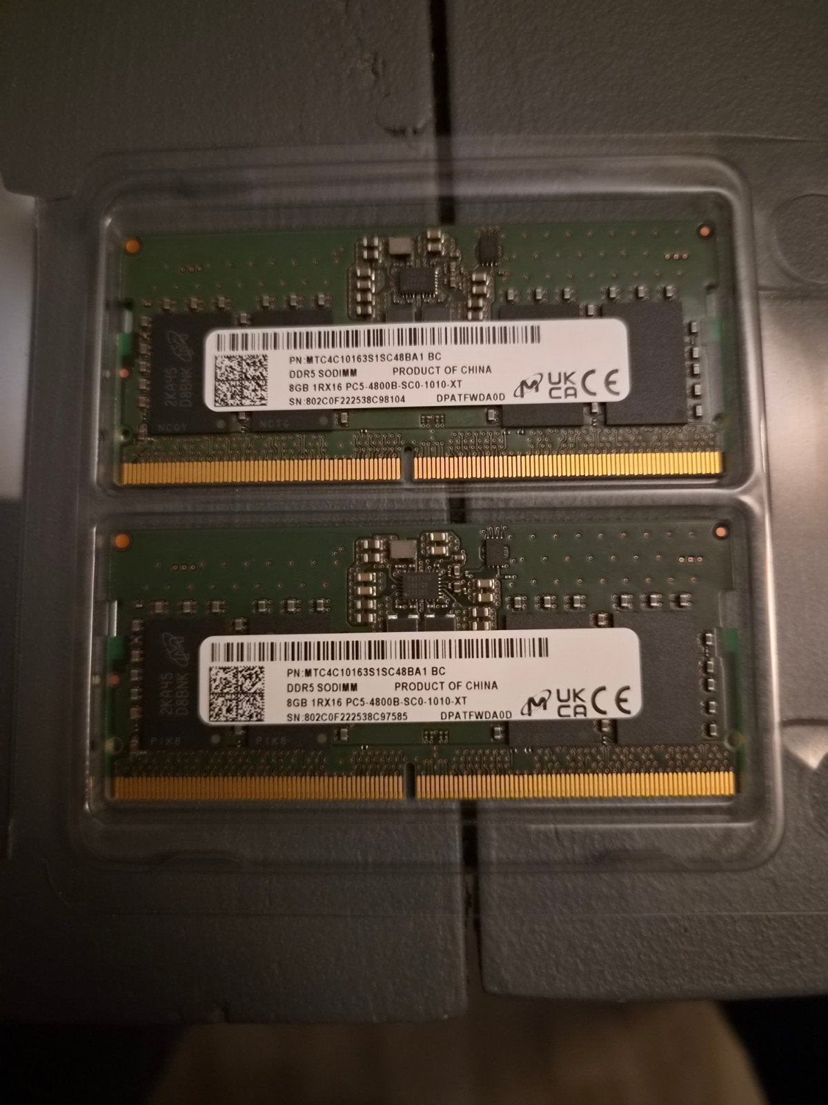 Micron 16gb (2x8gb) DDR5 4800mhz Sodimm, Nieuw, Ophalen of Verzenden, DDR5, Laptop