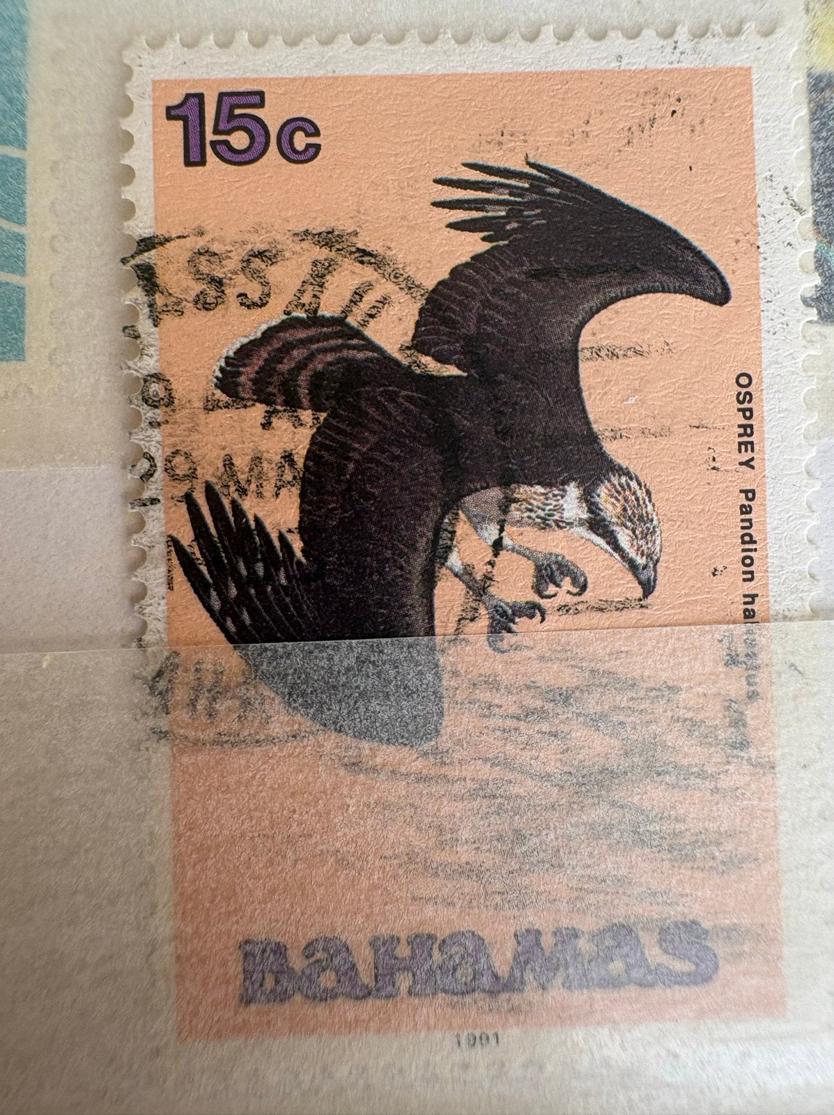 Bahamas 15c postzegel met visarend, gestempeld, Postzegels en Munten, Postzegels | Nederland, Ophalen of Verzenden, Na 1940, Gestempeld
