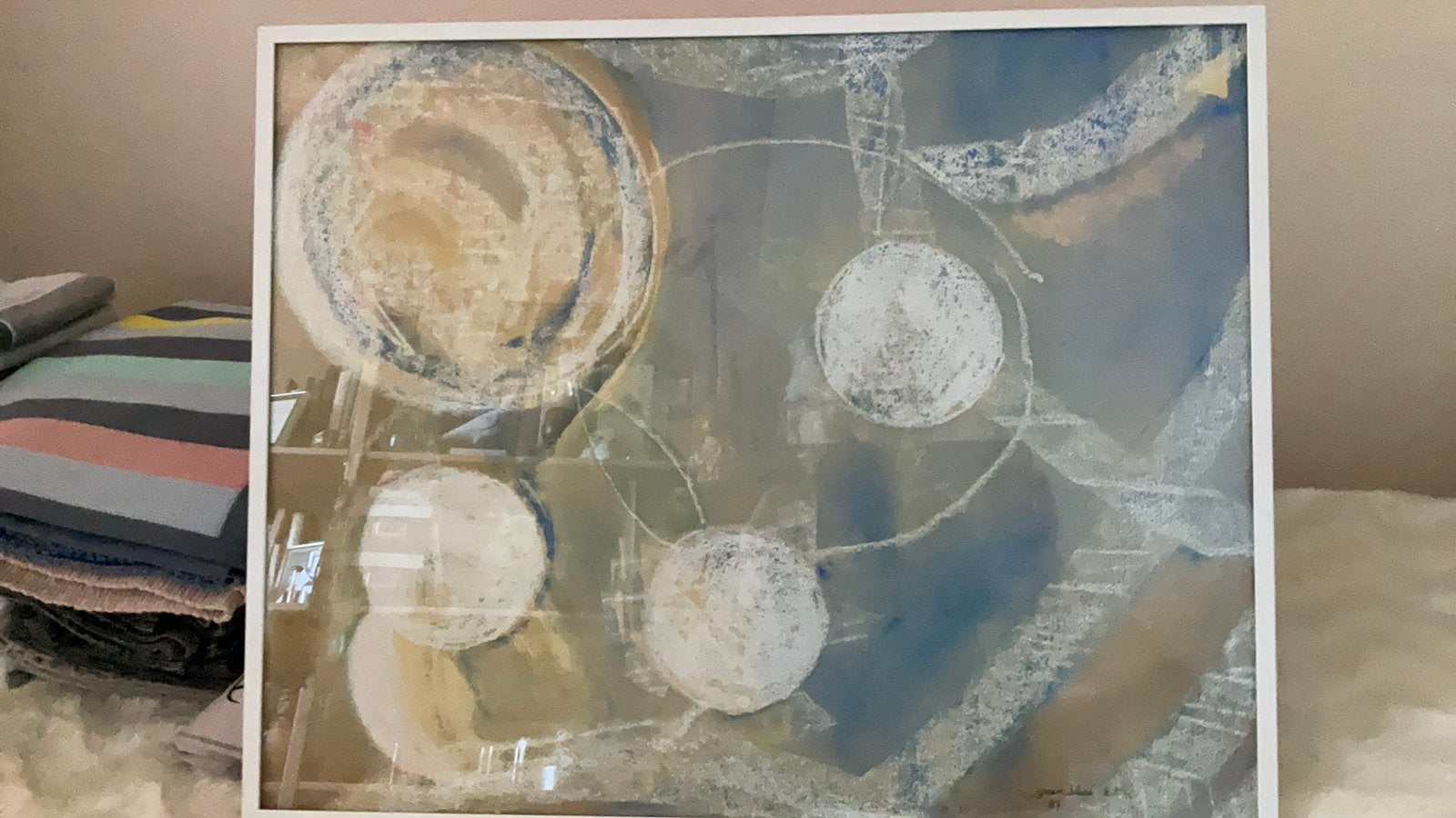 Schilderij in Lijst : Green Blue, gesigneerd E.M. '87, Ophalen